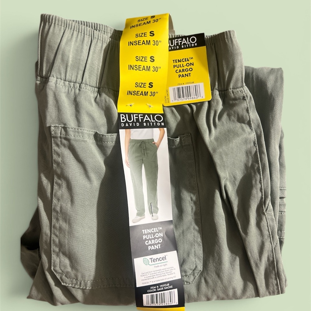 Buffalo David Bitton Sage Green Tencel Pull-On Cargo Pants